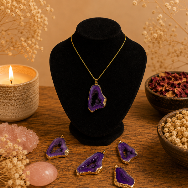 Collar Ágata Morada Portal Dorado