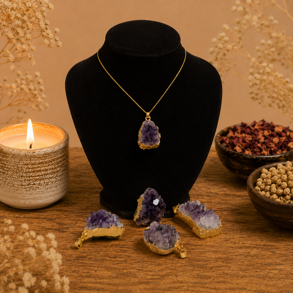 Collar Amatista Aura Dorada